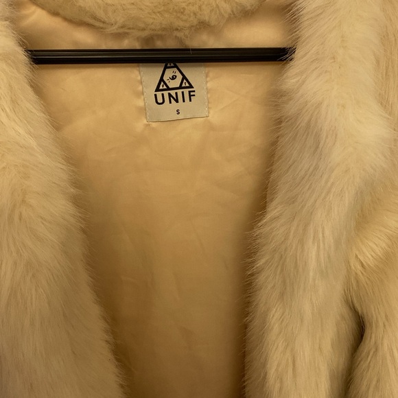 UNIF Off-White Teddy Jacket with Studded Sleeves - Picture 2 of 7